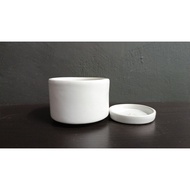 White Ceramic Pot and Saucer - Repotting, Ceramic Pot