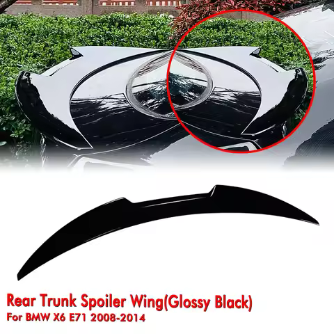 Carbon Fiber Look/Gloss Black Rear Trunk Spoiler Lip Wing For 2008-2014 BMW X Series X6 E71 30d 35i 
