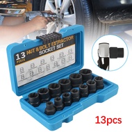 3/8" Damage Stripped Nut and 13PCS ImpactBolt Nut Screw Remover Tool Set Socket Wrench Nut Extractor