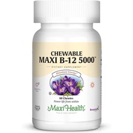 Maxi Health Chewable Vitamin B12 5000 mcg Tablets – B12 Chewables for Adults, Dual Form Methylcobala