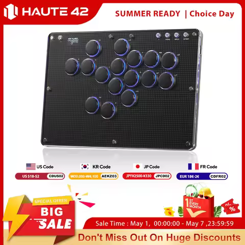 Haute42 T16-Texture Stickless Arcade Stick Controller Hitbox Leverless Controller For PC/PS4/PS5/Swi