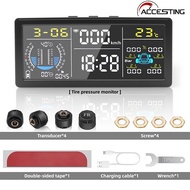 Solar Power TPMS Car Tire Pressure Alarm Monitor Intelligent Auto Security Alarm Digital Tyre Pressu