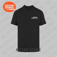 Lakers Polo Shirt Logo Text Premium Silver Print | Polo Shirt Short Sleeve Collar Young Men Cool Latest Unisex Distro.....