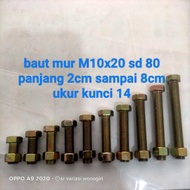 14 M10x20-80 key bolt, 2cm to 8cm long