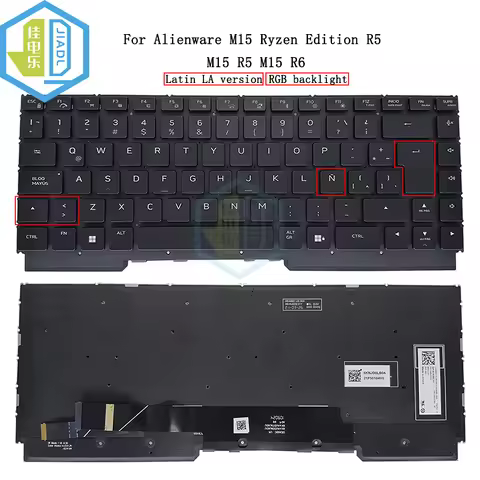 Latin RGB Backlit Keyboard For Dell For Alienware M15 Ryzen Edition R5 M15 R5 R6 038C17 38C17 G16 76