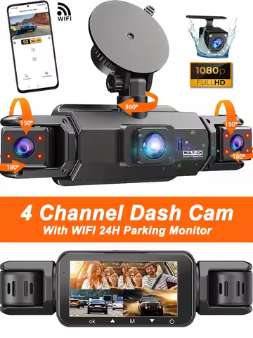 360° dashcam car camera recording wifi wireless webcam way video recorder 1080P 24 Parking 4 Channel