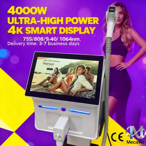 Professional Painless Diode Laser: 4-Wave (755-1064nm), 600-1600W, 60M Shots, CE, Fits All Skin Type