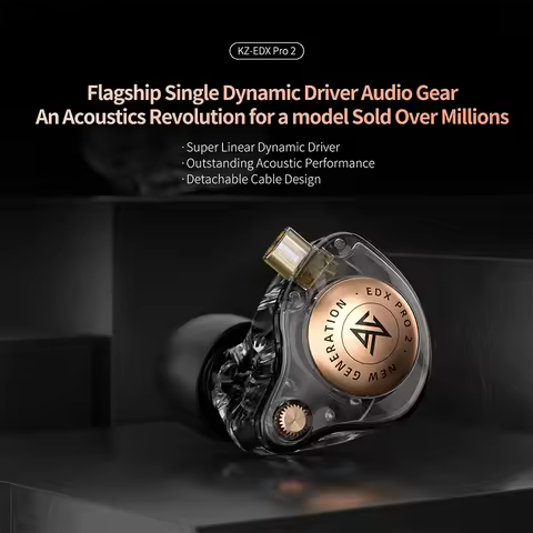KZ EDXPRO2 EDX PRO 2 Dynamic in Ear Earphone HIFI Bass Headset 3.5MM Tpre-c Plug Optional 2PIN Detac