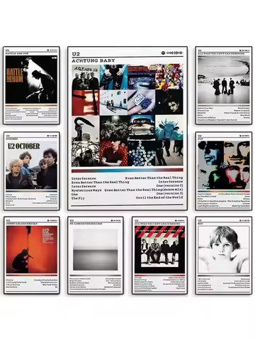 Vintage U-U2 Band Album Art Canvas Print The Joshua Tree /Achtung Baby /The Unforgettable Fire Music