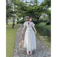 Women's beautiful and feminine candle silk top and skirt set, suitable for work or going out Ht650A