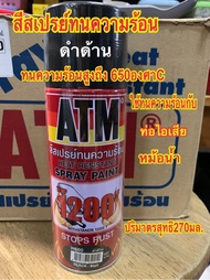 ATM สีสเปรย์ทนความร้อน  H660 สีดำด้าน กันสนิม ท่อไอเสีย ทนความร้อนได้ถึง 600 องศาเซลเซียส ปริมาตรสุทธิ270มล. Mama Happy House