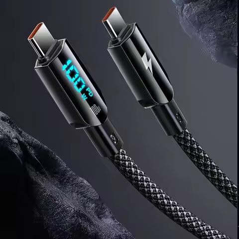 Fashion Digital Display Type C To USB Type C Cable 1.2M 67W/100W Data Cord Quick Charge High Speed F