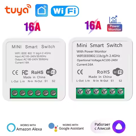 Tuya WiFi Smart Switch 2-way Control with Energy Monitor Switch 16A Mini Smart Breaker Smart Life Co
