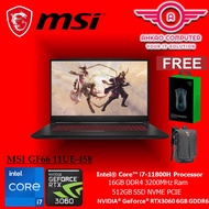 MSI GF66 11UE-458 15.6" FHD Gaming Laptop ( I7-11800H, 16GB, 512GB SSD, RTX3060 6GB, W10 )