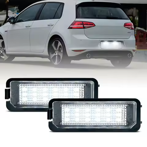 2Pcs For VW Golf 4/5/6/7 Passat Amarok Arteon New Beetle Crafter Crafter Eos White LED Number Licens