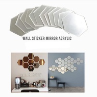 Hexagon Glass Hexagonal Mirror Wall Decoration Sticker Acrylic