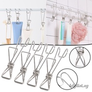 ღ Stainless Steel Clip Hook Long Tail Clip Hanger Bathroom Multi-function Clothes Windproof Clothes Hanger Household Storage Clothes Drying Clip