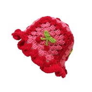 Strawberry Shortcake Hat Strawberry Bucket Hat Strawberry Crochet Hat Womens Crochet Bucket Hats Fol