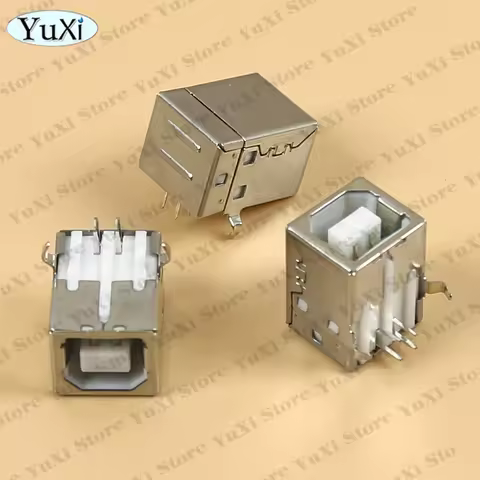 B Type USB 2.0 Jack Connector Printer Port Female Socket Right Angle PCB Connector DB90 Soldering DI