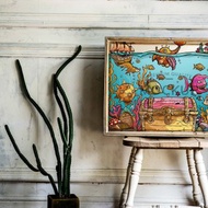 海底寶藏奇遇/童趣動漫風微噴畫/冒險海洋世界/兒童房歡樂掛畫