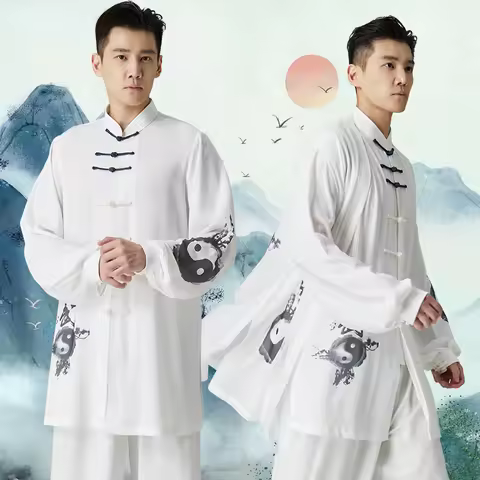 Chinese Triditional Tai Chi Wushu Kungfu Classical Practice Clothes Performance Long Sleeved Wushu T