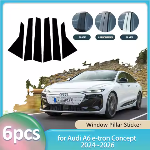 Window Trim Sticker for Audi A6 e-tron Concept 2024~2026 2025 PVC Carbon Fiber Sticker Car B C Pilla