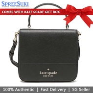 Kate Spade Handbag In Gift Box Crossbody Bag Staci Saffiano Leather Square Crossbody Black # K7342