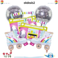 DEALSHOP 4/6pcs Roller Skate Balloon Set, 4D 80s 90s Retro Theme 4D Disco Air Ball, Inflatable Hip H