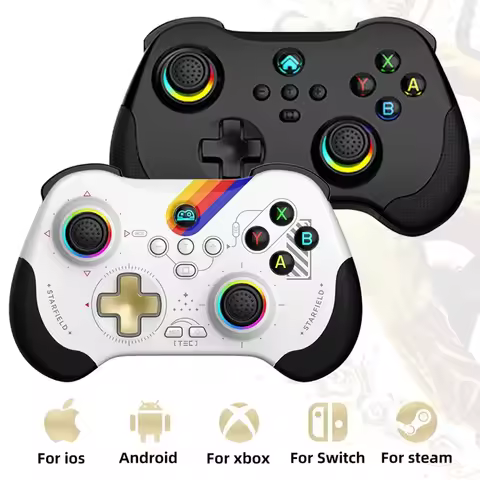 Z01 RGB 3D Hall Joystick for Switch for SteamDeck for PS3 PS4 Dual Vibration Wireless Game Controlle