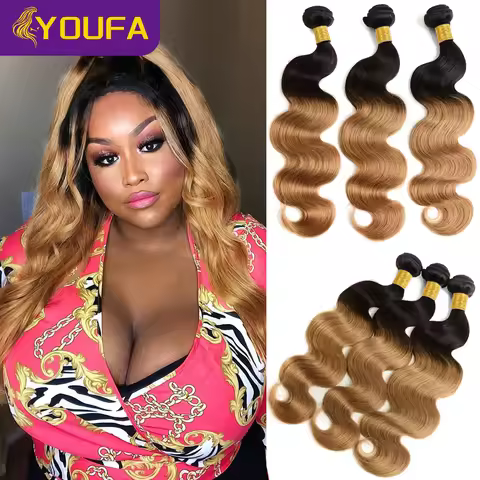Ombre Honey Blonde Human Bundles 10-30 Inch Single Bundle 2 Tone 1B/27 1B/30 Blonde 100% Remy Human 