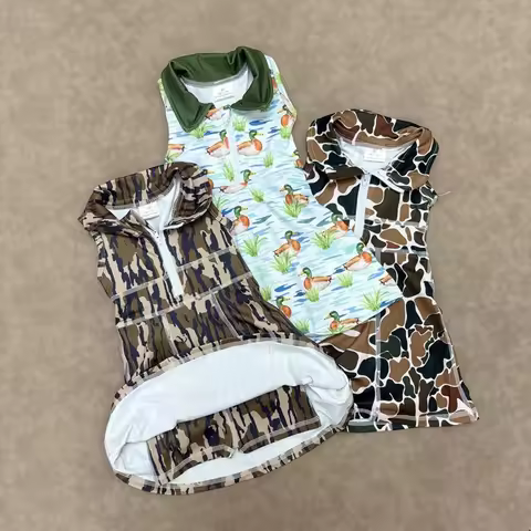 GSD1835 Wholesale Summer New Arrival kids clothes girl Duck zipper culottes sleeveless yoga dress Bo