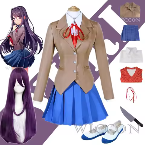 Game Doki Doki Literature Club Cosplay Yuri Costume Cosplay Yandere Cosplay Costume Wig Set School U