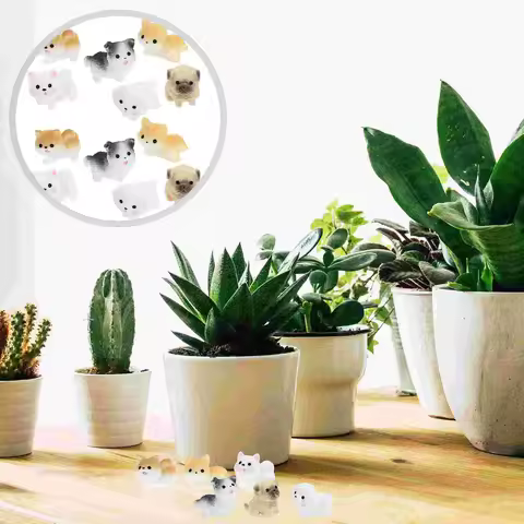 12 Pcs Mini Dog Micro Landscape Cake Decoration House Topper Cute Animal Figurine Figures Adopt Me P