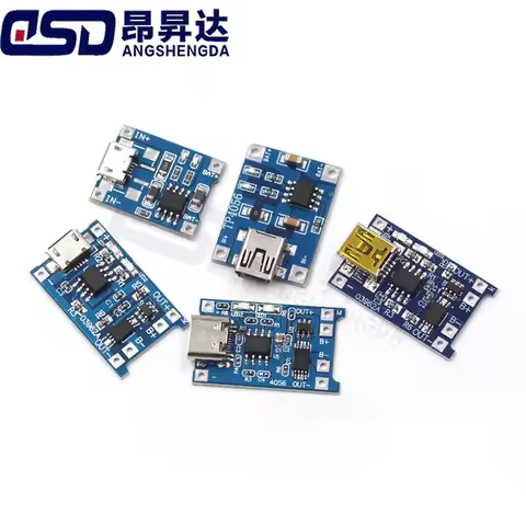 5pcs TP4056 charging module 18650 1A lithium battery TYPE-C/MICRO interface overcurrent protection c