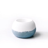 (預購) 莫蘭迪藍系列 | 圓潤造型雙色水泥盆器 小肥圓
