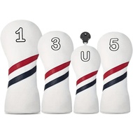 Red & Black Diagonal Stripe Golf Club Head Cover - White/Red Color Universal Fit for 1W 3W 5W UT Woo