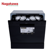 Máy rửa bát Nagakawa NK8D01M dung tích 8 bộ Châu Âu độ ồn thấp vận hành êm ái 6 chương trình rửa tiệ