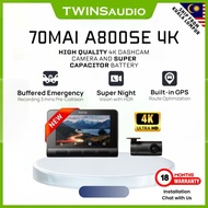 70mai A800SE Dashcam 4K Resolution 2 Channel Built in GPS Night Vision ADAS App Control Type-C cable
