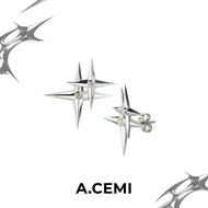 A.CEMI Rock Star Earring ต่างหูเงินชุบทอง 18K สีเงิน