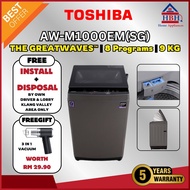 【Free Install 】Toshiba AW-M1000EM(SG) 9.0 KG GREATWAVES WASHER
