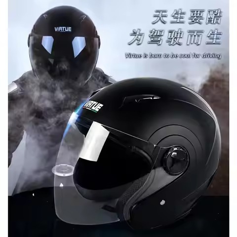 VIRTUE Motorcycle Scooter Helmet Men Women Summer Half Helm Four Seasons Warm Breathable Casco Moto 
