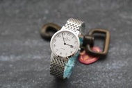 Emilio Valentino范倫鐵諾藍寶石水晶表鏡薄型浪琴優雅風格不鏽鋼製石英錶,數字刻度
