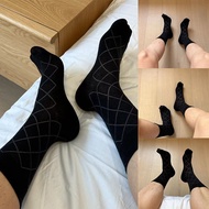 【Good quality】 Men Sexy Argyle Cotton Socks Wear Breathable Stockings Business Dress Tube Socks