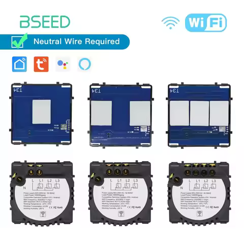 BSEED 1/2/3Gang Wifi Switches Spare Parts 1/2/3Way Touch Sensor Switch Without Glass Tuya Google Sma