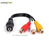 FAMY 28cm 3.5mm ja av male to 3rca female audio video cable cord stereo adapter FAA