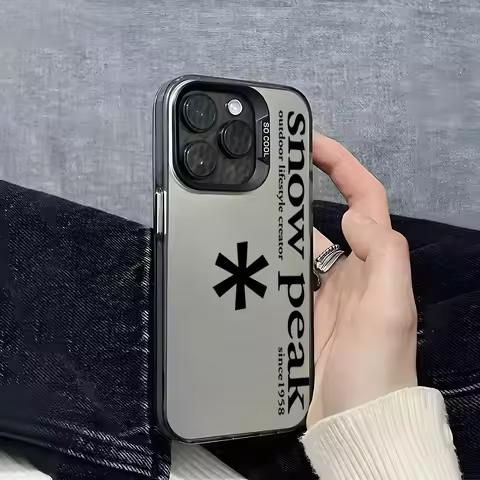 Luxury S-Snow P-Peak Outdoor Phone Case For iPhone 16 15 14 13 12 11 Pro Max Grey Black Matte Laser 