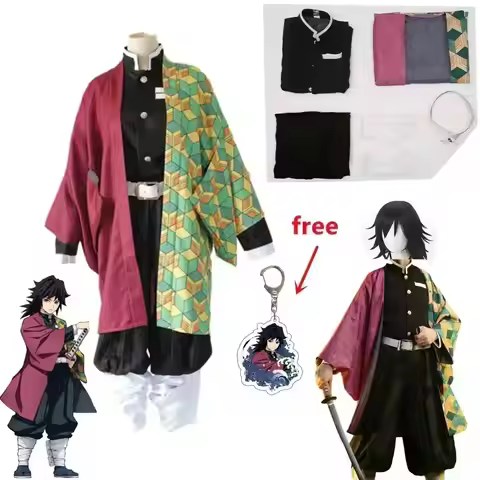Anime Character Tomioka Giyuu Cosplay Costume, Kimono Uniform, Wig, Adult And Children Halloween Chr