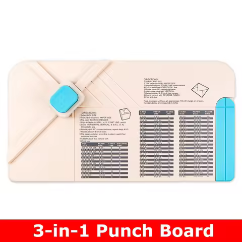 3-in-1 Punch Board 13.78x7.4inch Scoring Board for DIY Birthday Envelopes Gift Boxes Bows Making Dec