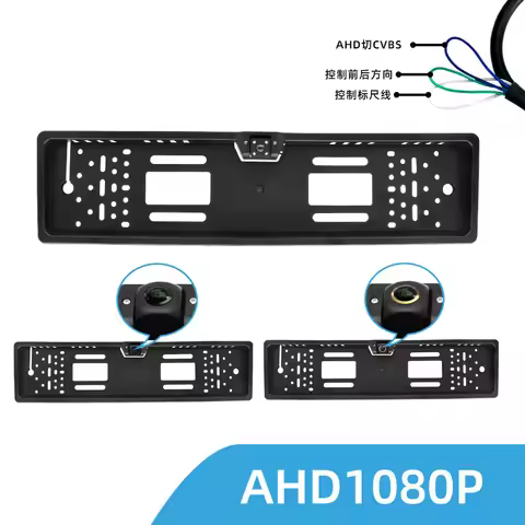 EU License Plate Frame CCD AHD 1080P Backup Camera LED Light Rear View Night Vision Waterproof Auto 