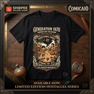1970 Generation Vintage Series T-Shirt - Men's Distro T-Shirt Wanita - Nostalgic Word T-Shirt, 24s C